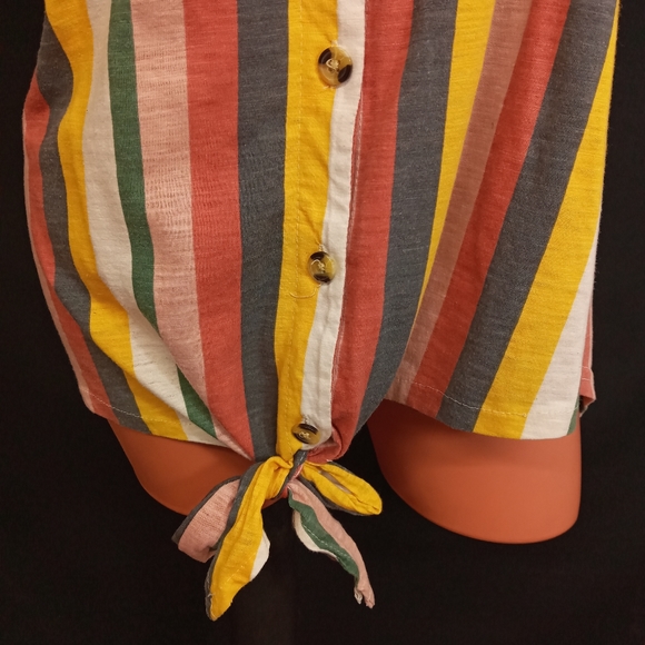 1X Bobbie Brooks Striped button down knot hem plus size top - Picture 4 of 8
